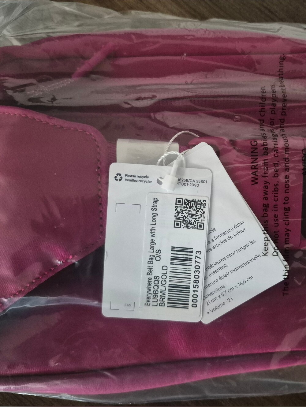 NWT Lululemon Berry Large Belt Bag - Picture 2 of 2